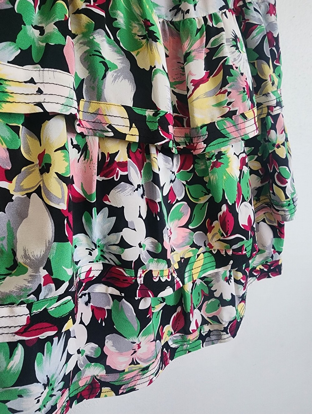 Moulinette Soeurs Akebia Floral Tiered Ruffle Sleeveless Silk Mini Dress Size 2 - Picture 7 of 12